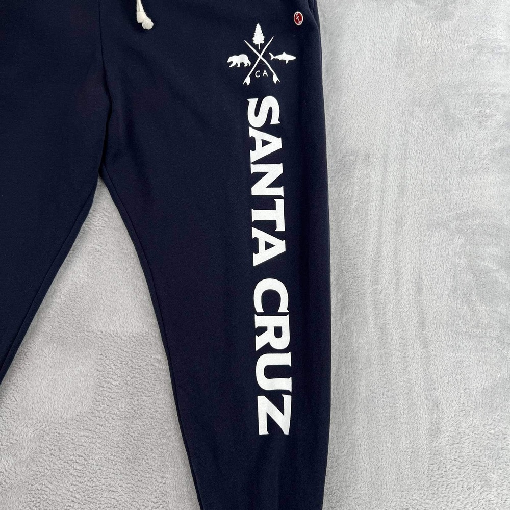 Feejays Surf Santa Cruz Footed Sweatpants L Navy Blue Mens Lounge Pajama Joggers - Picture 2 of 11